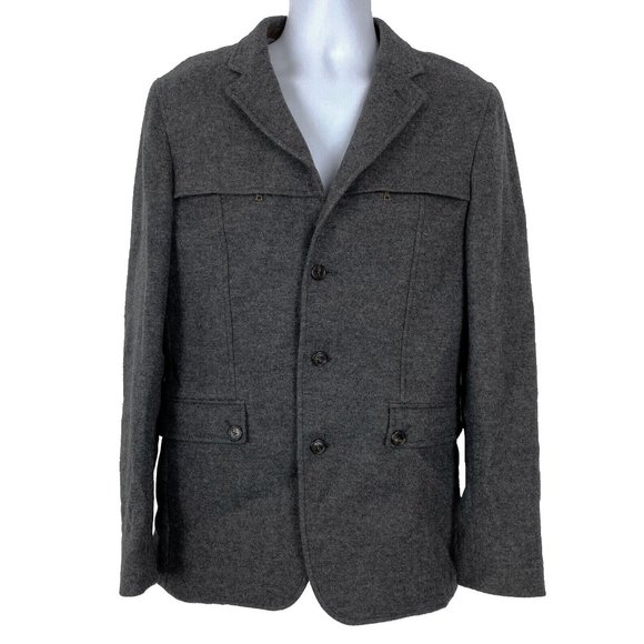 NEW Hickey Freeman Travel Peacoat (Blazer)! US 40 Sm Gray Wool  Brown Suede Trim - Picture 1 of 7